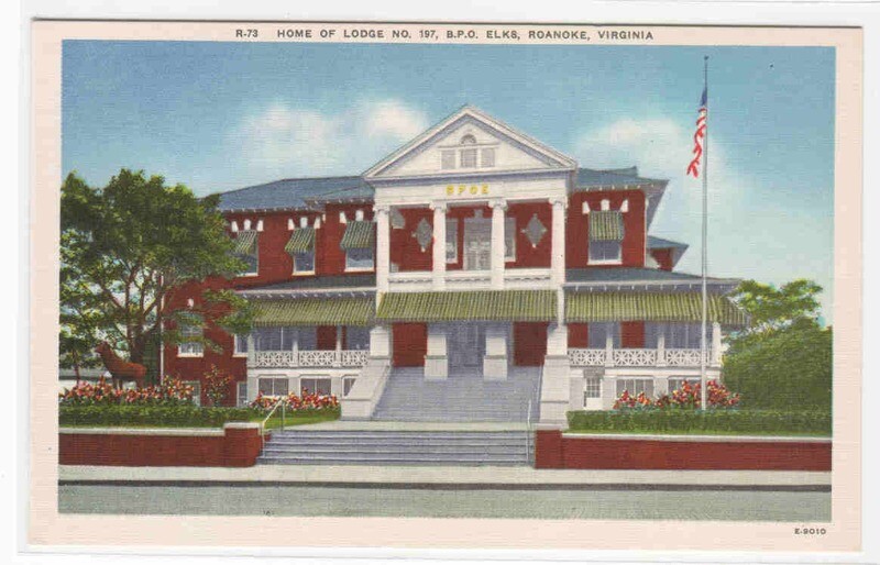 BPOE Elks Lodge 197 Roanoke Virginia linen postcard
