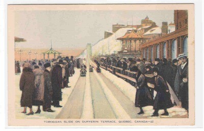 Toboggan Slide Winter Sports Dufferin Terrace Quebec Canada postcard