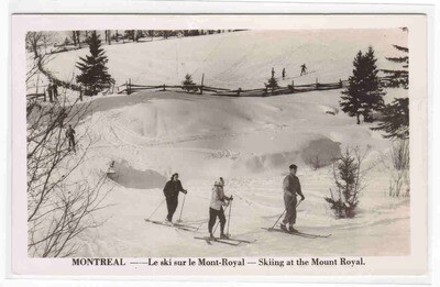 Skiing Mount Royal Montreal Quebec Canada 1950s RPPC postcard