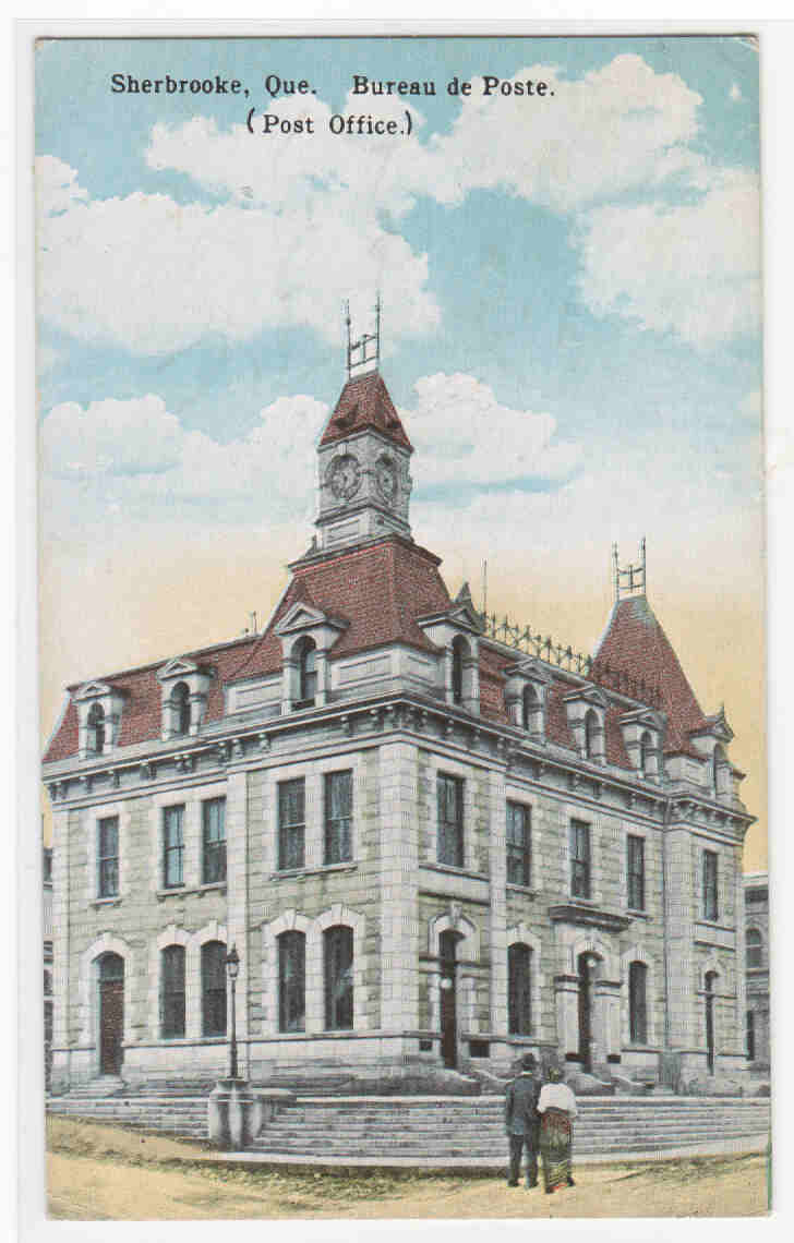 Post Office Sherbrooke Quebec Canada 1924 postcard