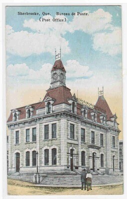 Post Office Sherbrooke Quebec Canada 1924 postcard
