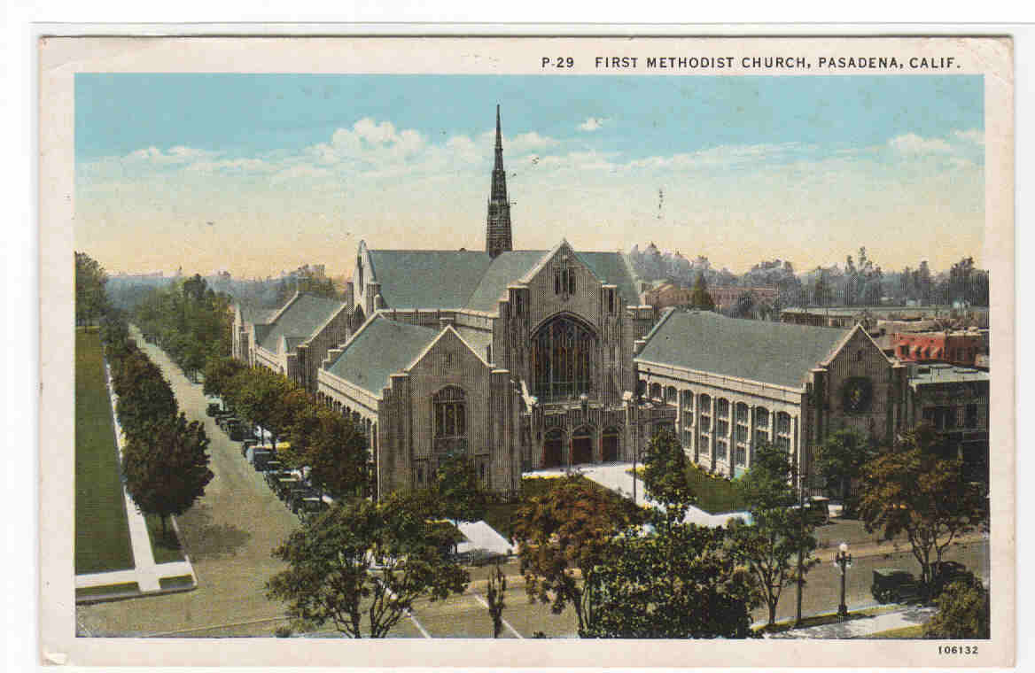 First Methodist Church Pasadena California postcard