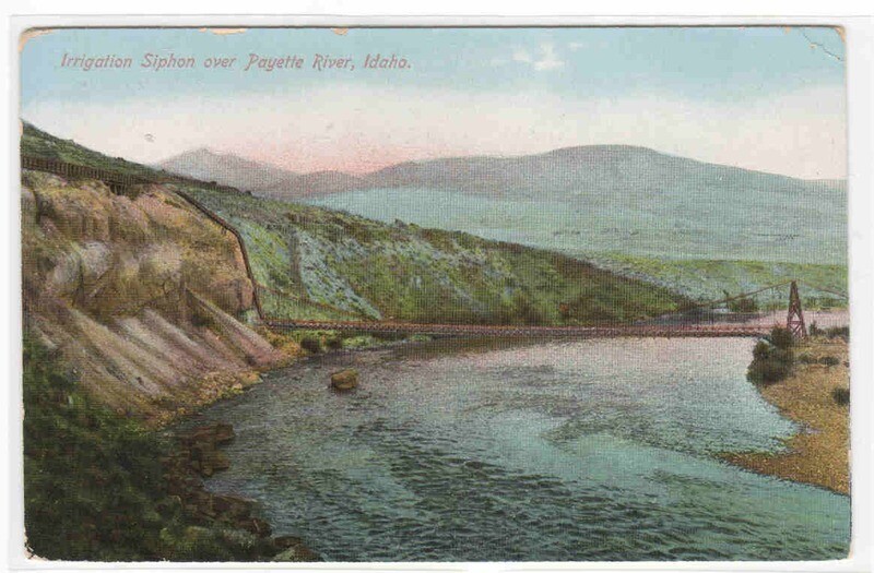 Irrigation Siphon over Payette River Idaho 1910c postcard