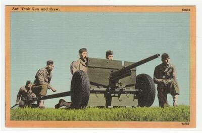 Anti Tank Gun Crew US Army WWII era postcard