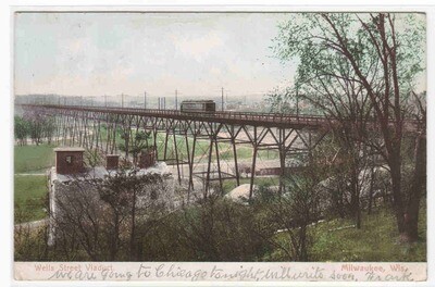 Wells Street Streetcar Viaduct Milwaukee Wisconsin 1906 postcard