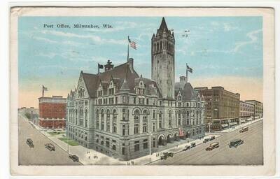 Post Office Milwaukee Wisconsin 1926 postcard