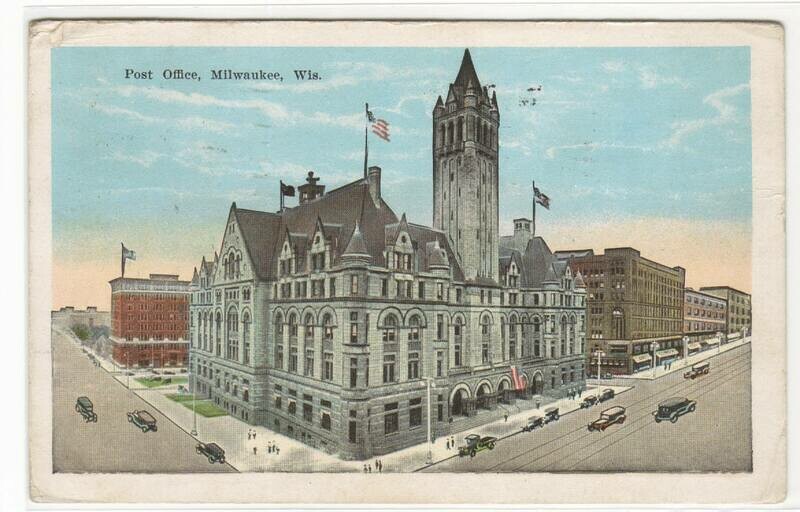 Post Office Milwaukee Wisconsin 1926 postcard