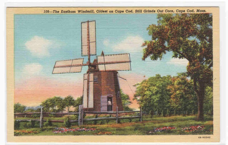 Eastham Windmill Cape Cod Massachusetts linen postcard