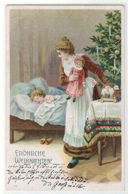 Child Sleeps Mother Toys Christmas Greeting postcard