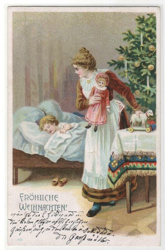 Child Sleeps Mother Toys Christmas Greeting postcard