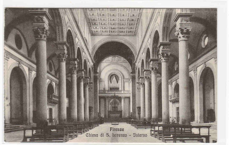 Chiesa di Saint Lorenzo Interno Firenze Italy postcard
