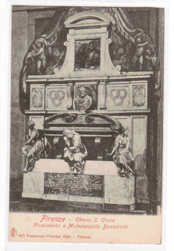 Monumento Michelangelo Buonarotti Chiesa Croce Firenze Italy postcard