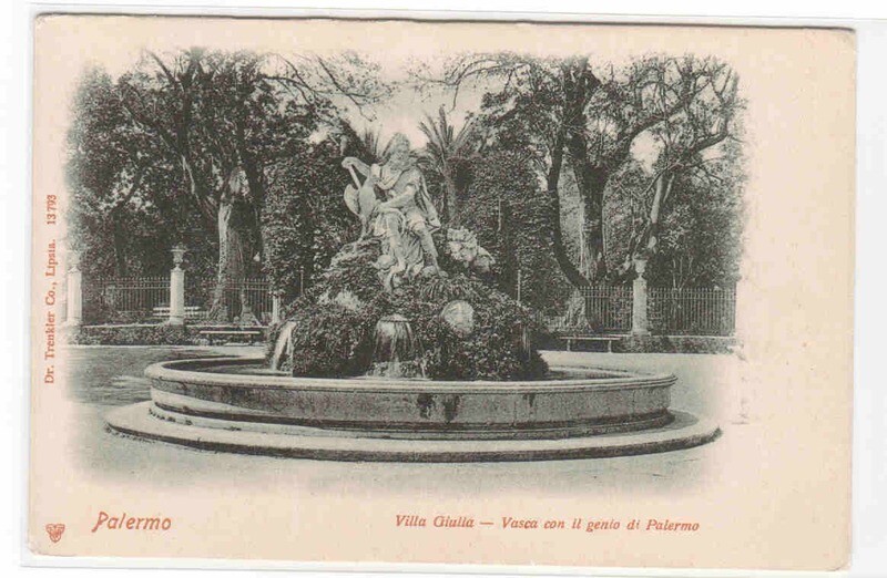Villa Giulia Vasca con il genio Palermo Italy postcard