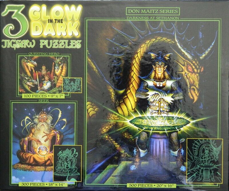 Sethanon Wizard Dragon Don Maitz Glow in Dark 3 in 1 Jigsaw Puzzle New in Box