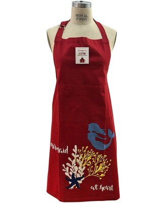Mermaid at Heart Red with Coral Cotton Apron