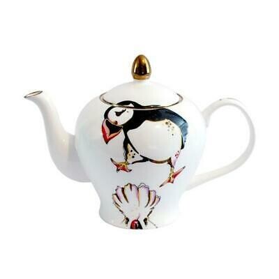 Puffin Cockatoo Bird Porcelain Cup &amp; Saucer Stoke on Trent Made in UK 22 ct Gold