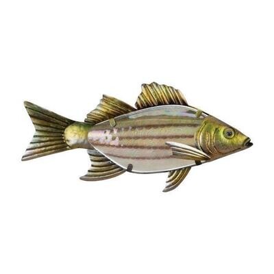 Striped Bass Wall Decor Fish Metal Glass Garden Indoor Outdoor Weather Resistant