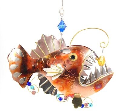 Angler Fish Anglerfish Ocean Ornament Metal Fair Trade Pilgrim Imports New