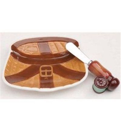 Fishing Creel Appetizer  Snack Plate &amp; Reel Spreader Big Sky Carvers Siebert