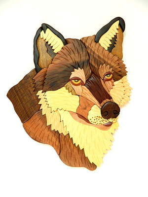 Wolf Head Wild Animal Intarsia Wood Wall Art Home Decor Plaque Lodge New
