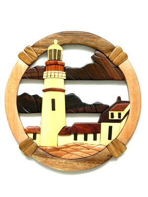 Portland Head Lighthouse Intarsia Wood Wall Art Home Decor Plaque Lodge New