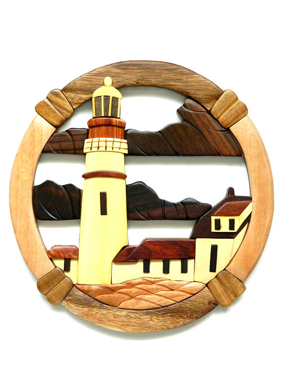 Portland Head Lighthouse Intarsia Wood Wall Art Home Decor Plaque Lodge New