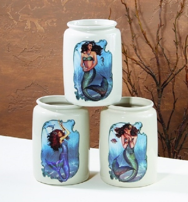 Mermaid Crocks Jar Set of 3 Ocean Sea Nautical Mythical Fantasy Collectible New