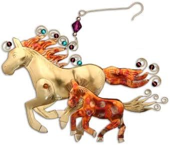Mare Foal Running Horses Western Ranch Ornament Metal Pilgrim Imports Fair Trade New