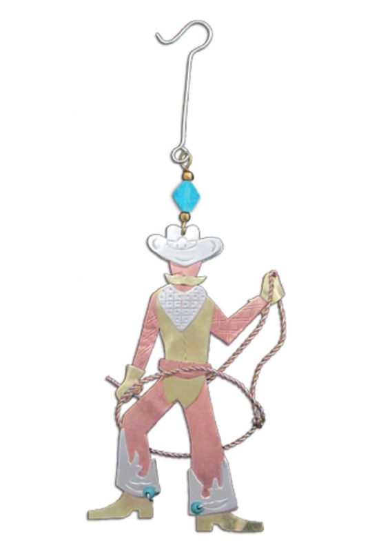 Cowboy Lasso Western Ranch Ornament Metal New Pilgrim Imports Fair Trade