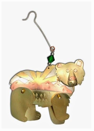 Woodland Grizzly Bear Ornament Metal Fair Trade Pilgrim Imports New