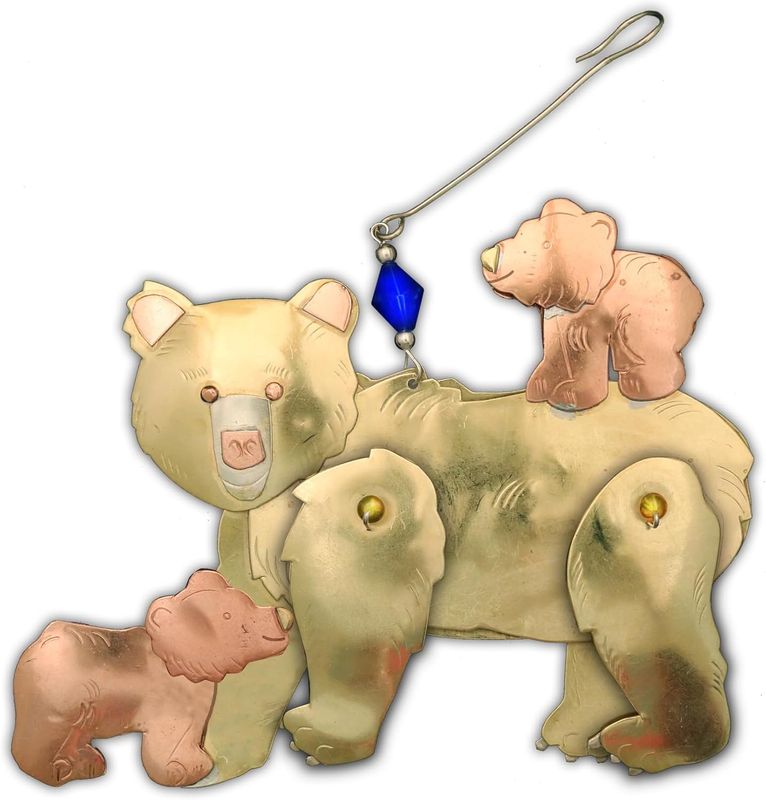 Momma Bear Cubs Ornament Metal New Fair Trade Pilgrim Imports