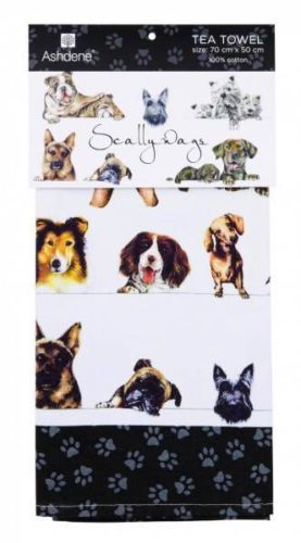 Scallywags Dog Breed Ashdene Australia Cotton Kitchen Tea Towel