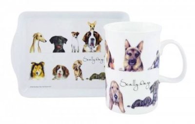 Scallywags Dog Breed Ashdene Snack Set Gift Boxed Porcelain Mug Melamine Tray