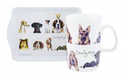 Scallywags Dog Breed Ashdene Snack Set Gift Boxed Porcelain Mug Melamine Tray