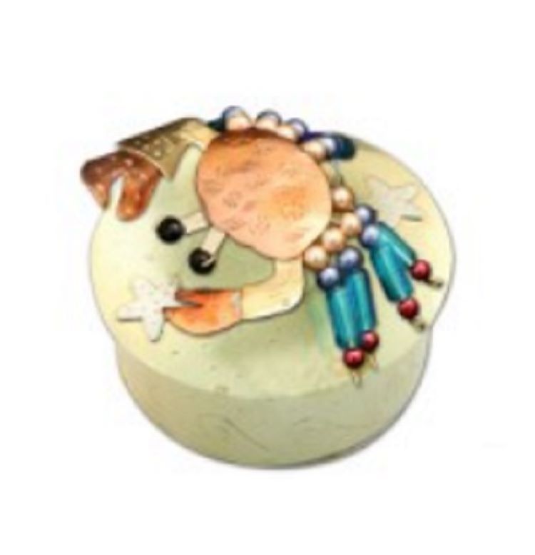 Colorful Crab Trinket Box Handmade Pilgrim Imports Metal Fair Trade
