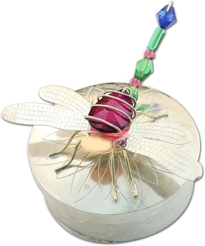 Dragonfly Trinket Box Handmade Pilgrim Imports Metal Fair Trade