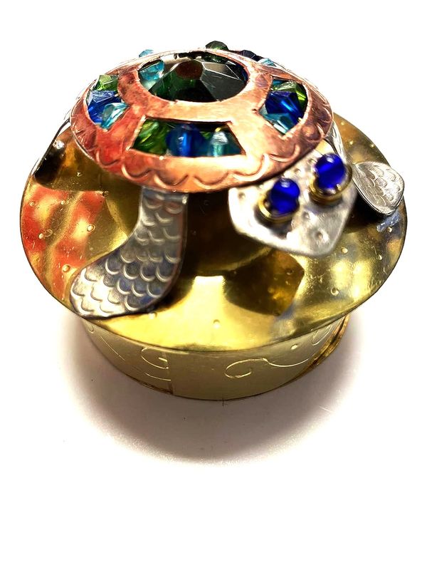 Gem Sea Turtle Trinket Box Handmade Pilgrim Imports Metal Fair Trade