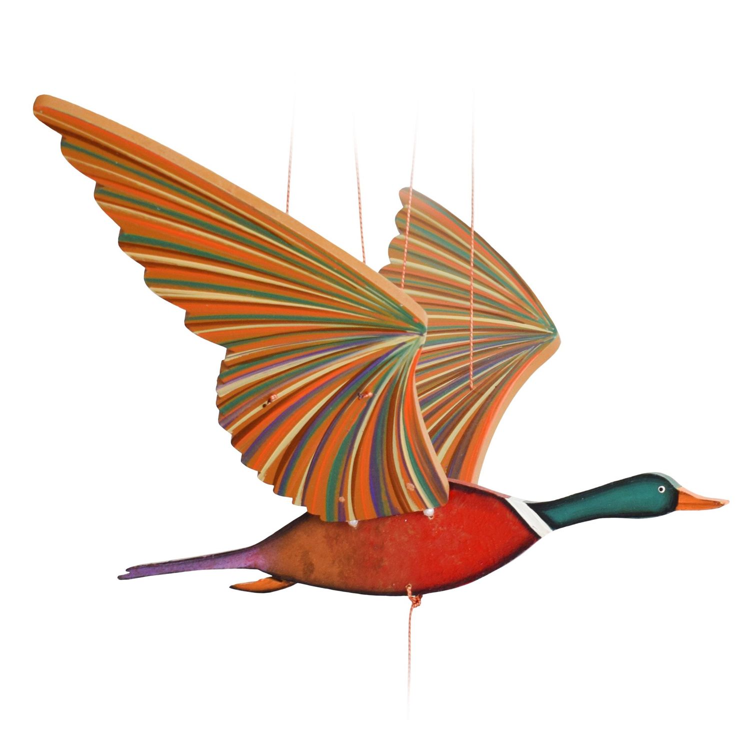 Duck Mallard Flying Mobile Wood Colombia Fair Trade New