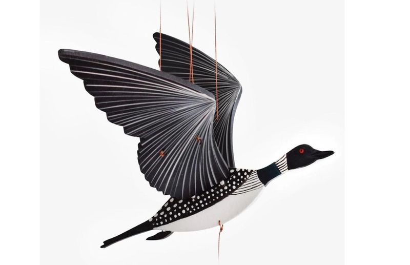 Loon Bird Flying Hanging Mobile Wood Colombia Fair Trade New