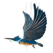 Kingfisher Bird Flying Mobile Wood Art Collectible Colombia Fair Trade New