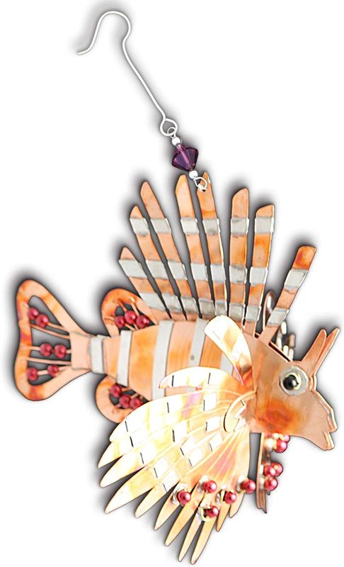 Lionfish Tropical Fish Ocean Sea Ornament Metal Fair Trade Pilgrim Imports New