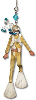 Scuba Diver Diving Swimming Sea Ornament Metal Fair Trade Pilgrim Imports