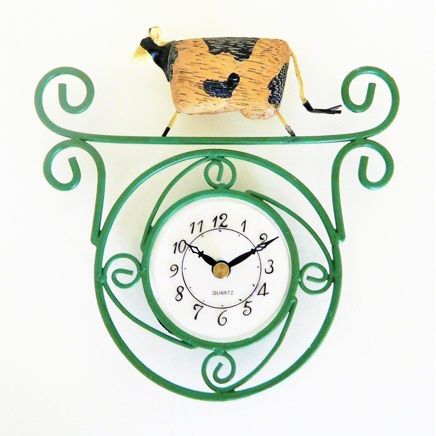 Cow Wall Clock Country Kitchen Primitive Battery Ranger Gift New Boxed