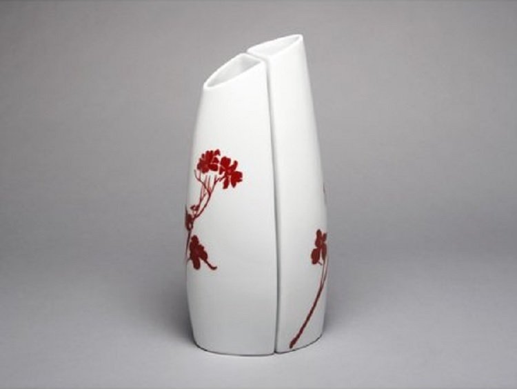 Marla Dawn Dogwood Blossom 2 Piece Tall Back to Back Vase Set New In Box