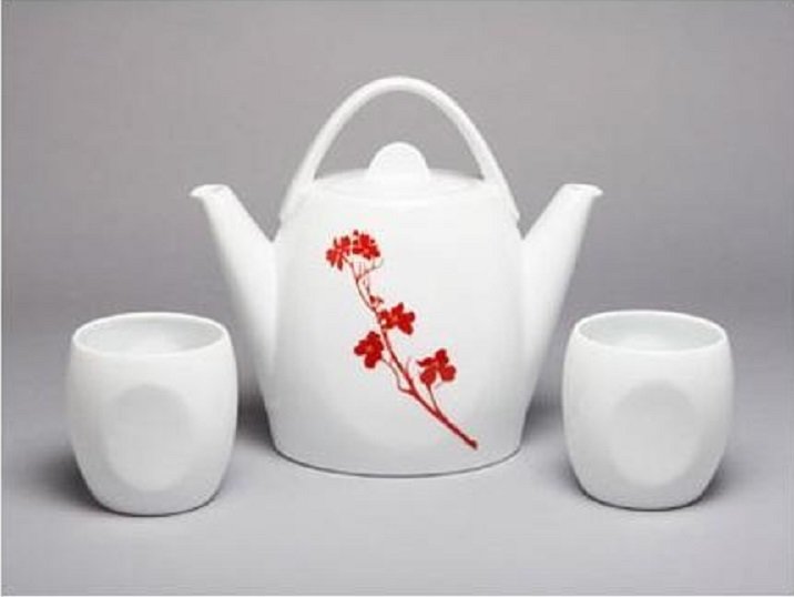 Marla Dawn Duet Teapot &amp; Cups 3 Piece Set Dogwood Blossom New