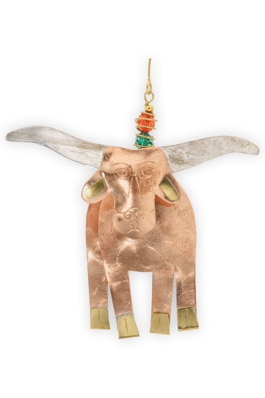 Pilgrim Imports Doodle Longhorn Texas Steer Lodge Ornament Metal Fair Trade New