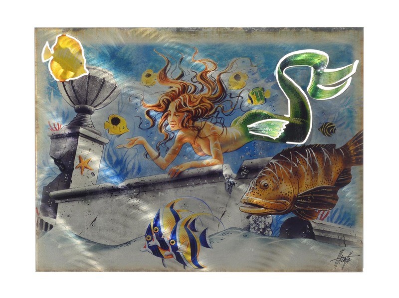 Mermaid Sea Swimming Fantasy Mazzota 3D Metal Wall Art Home Decor Made in USA