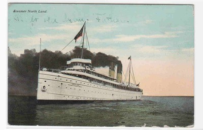 Steamer North Land Great Lakes postmarked Mackinac Island Michigan postcard