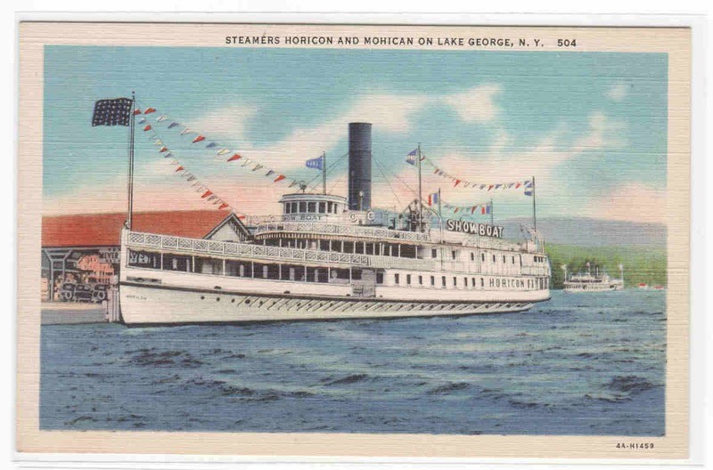 Steamer Horicon &amp; Mohican Lake George New York linen postcard