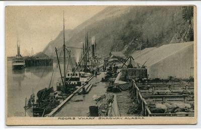 Steamers Moors Wharf Skagway Alaska 1909 postcard